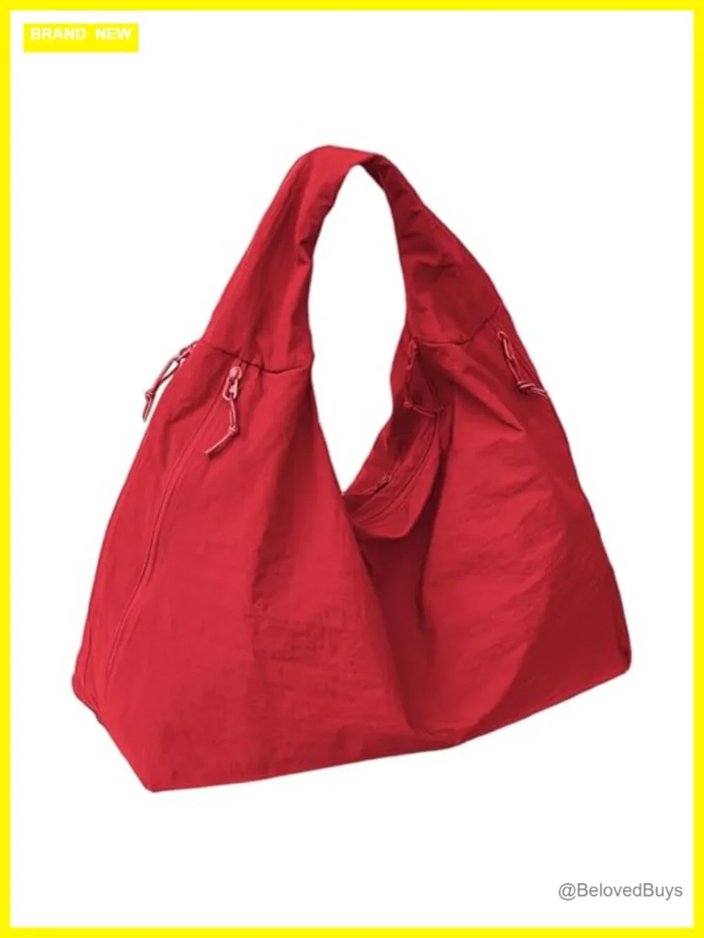 Large Nylon Tote Bag with Multiple Pockets Crescent Hobo Shoulder Bag for Travel